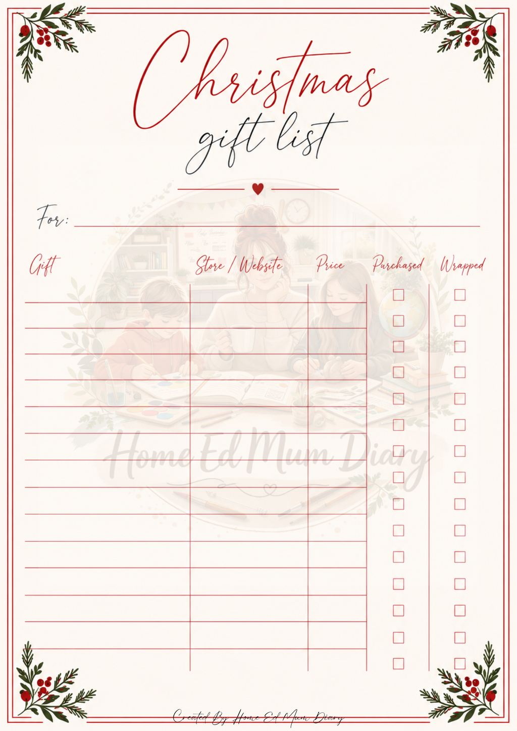 Christmas Planning Pack 2026 PDF Instant Download