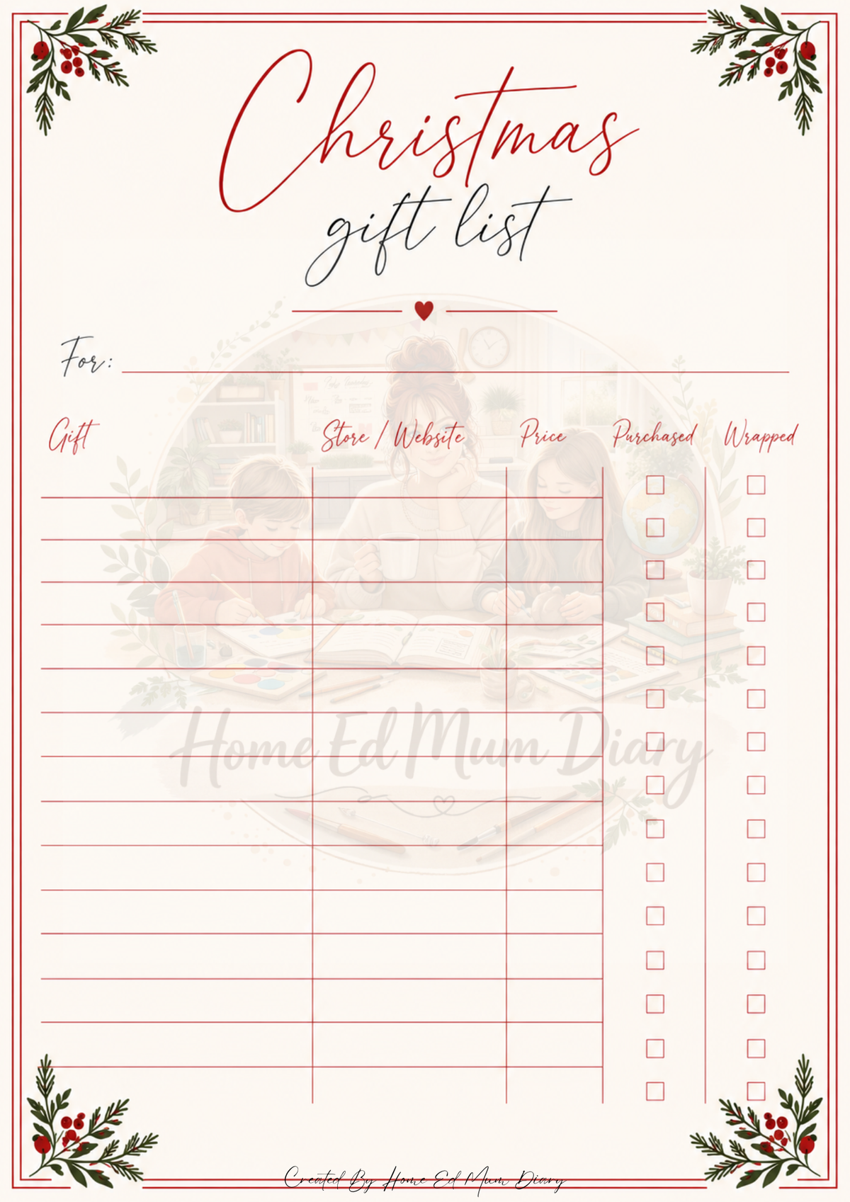 Christmas Planning Pack 2026 PDF Instant Download