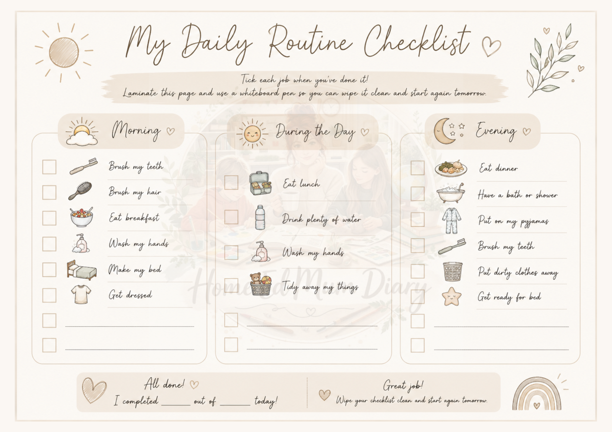 My Daily Routine Checklist  Free PDF Download