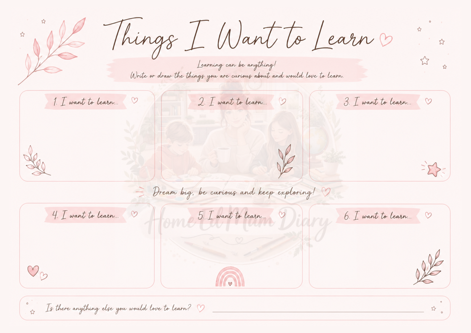 Things I Want to Learn  Home Education Printable Free PDF Download