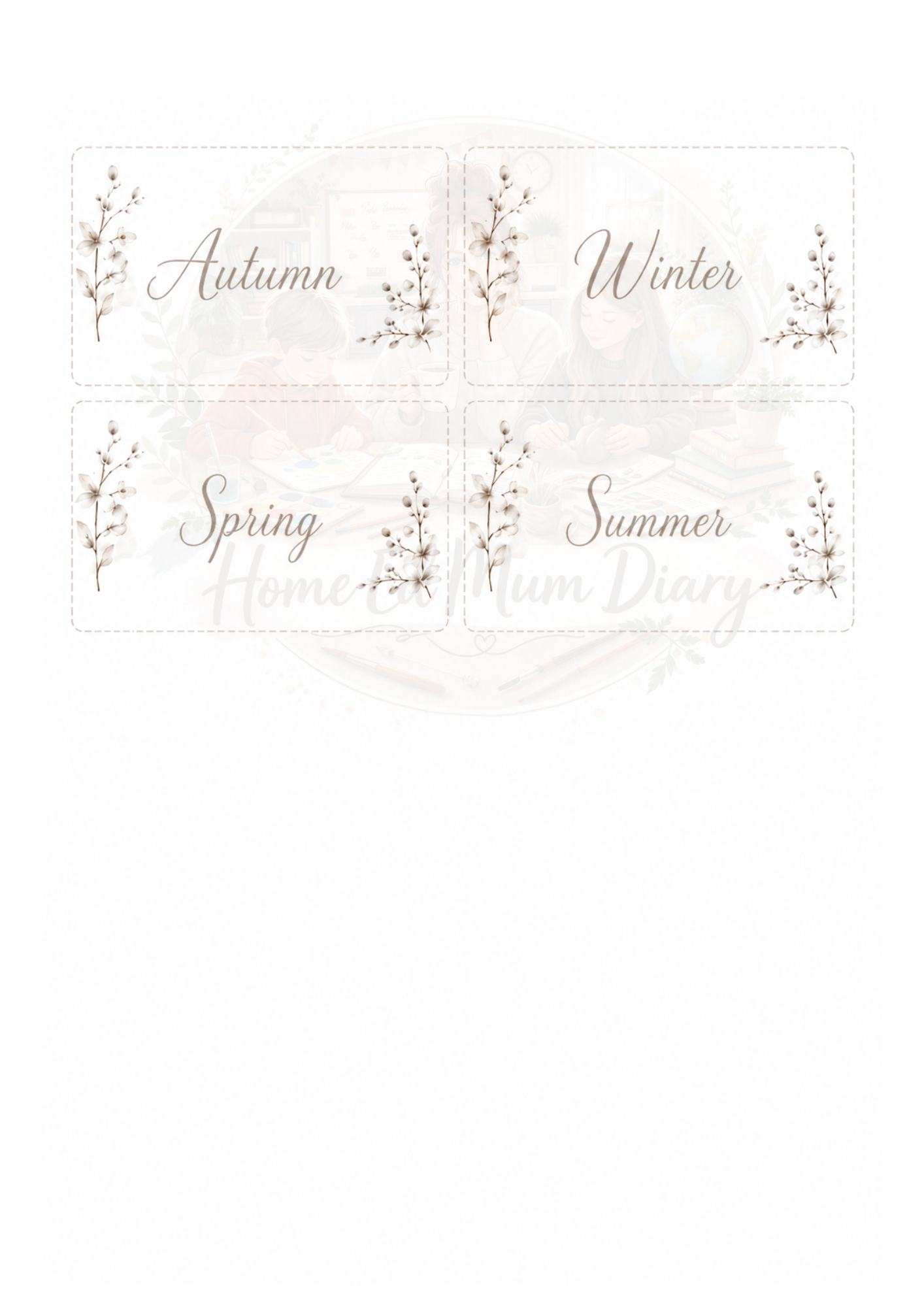 Home Education 12 Pocket Folder Subject Inserts PDF Instant Download