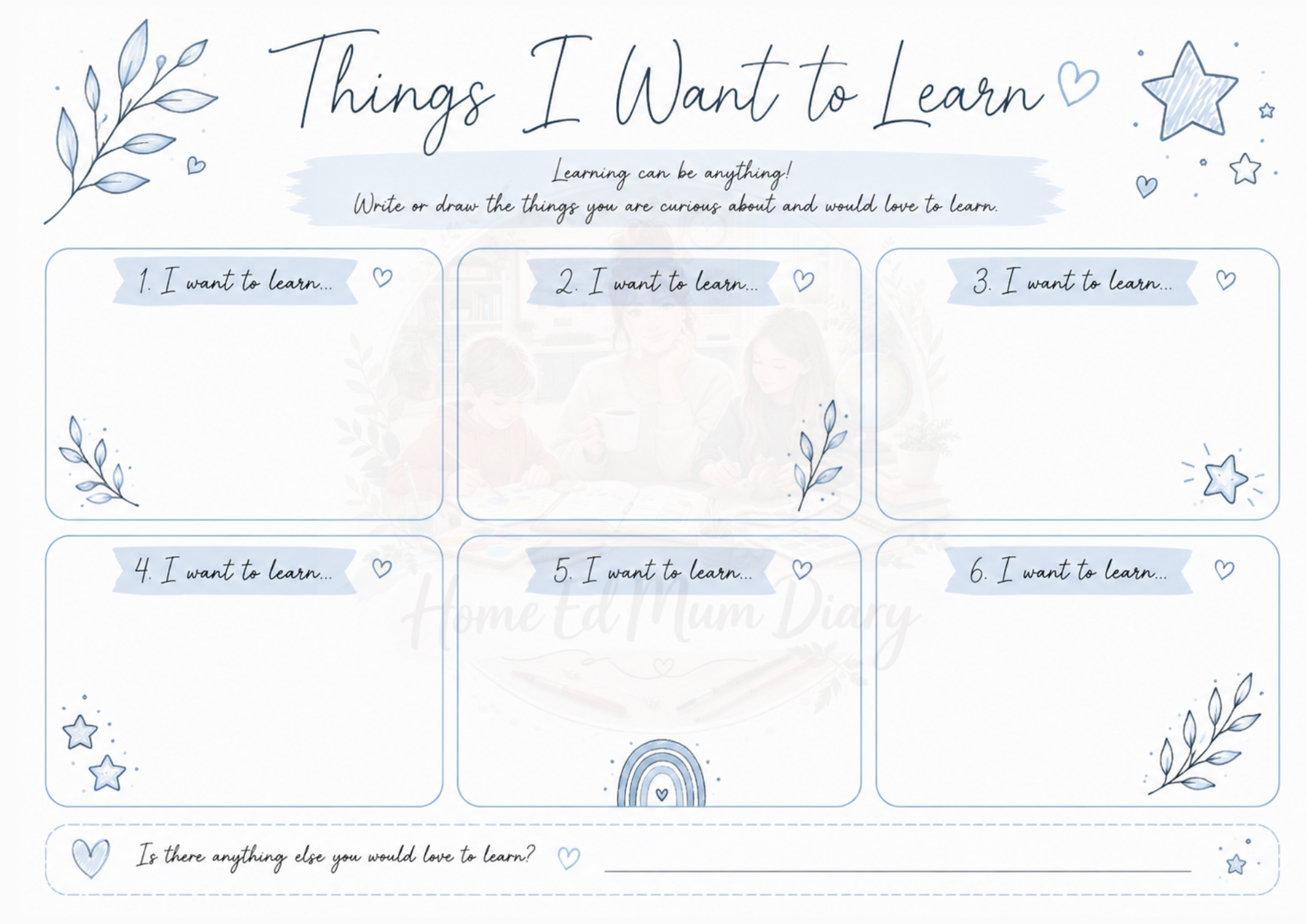 Things I Want to Learn Home Education Printable Free PDF Download