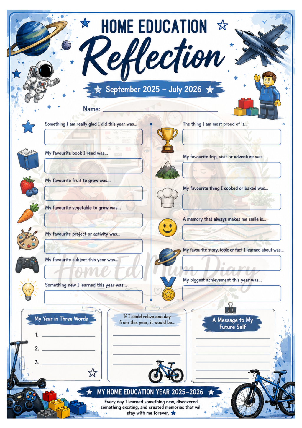 Home Education Reflection 2025–2026 PDF Instant Download