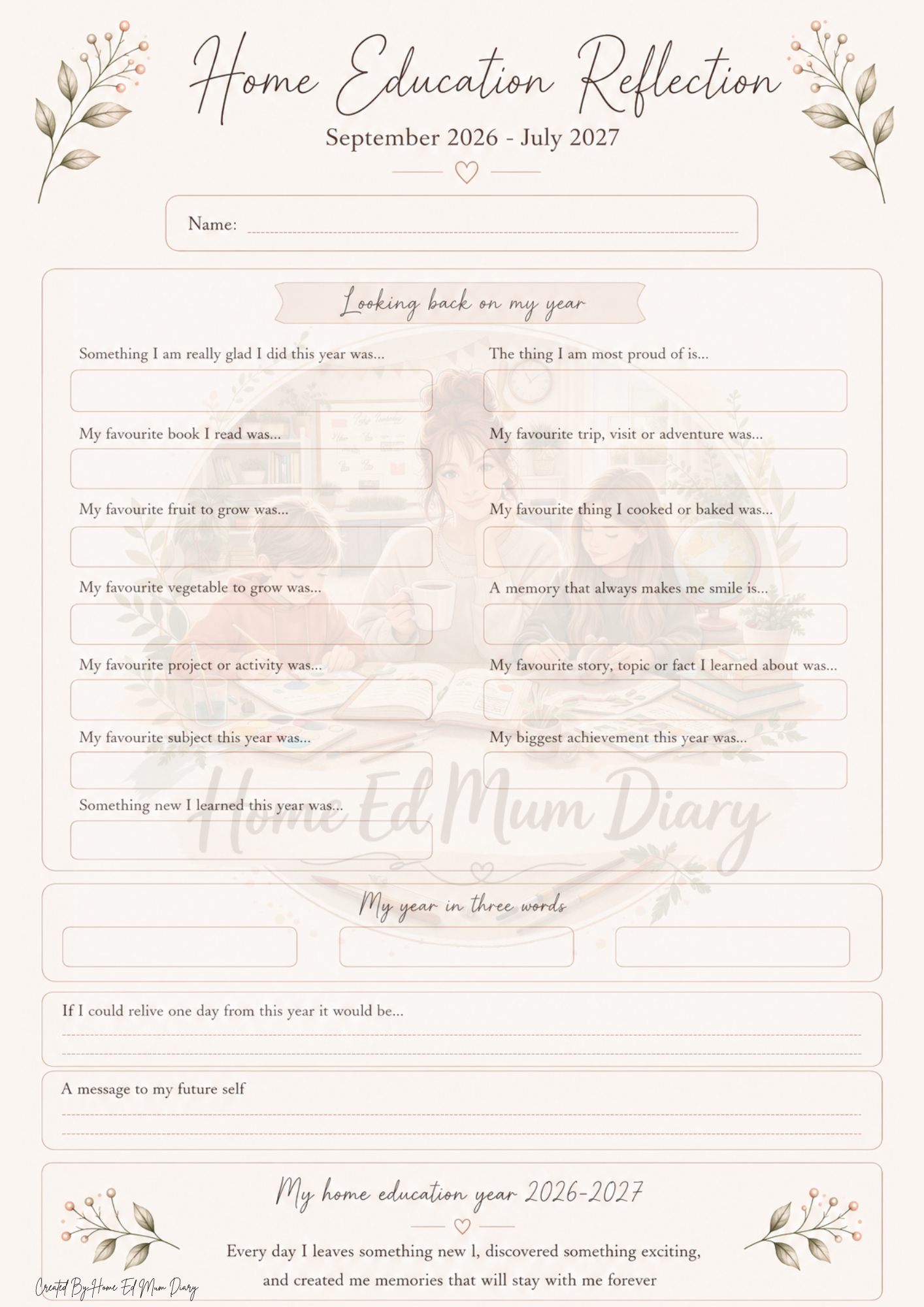 Home Education Planning Pack 42 Page PDF Instant Download