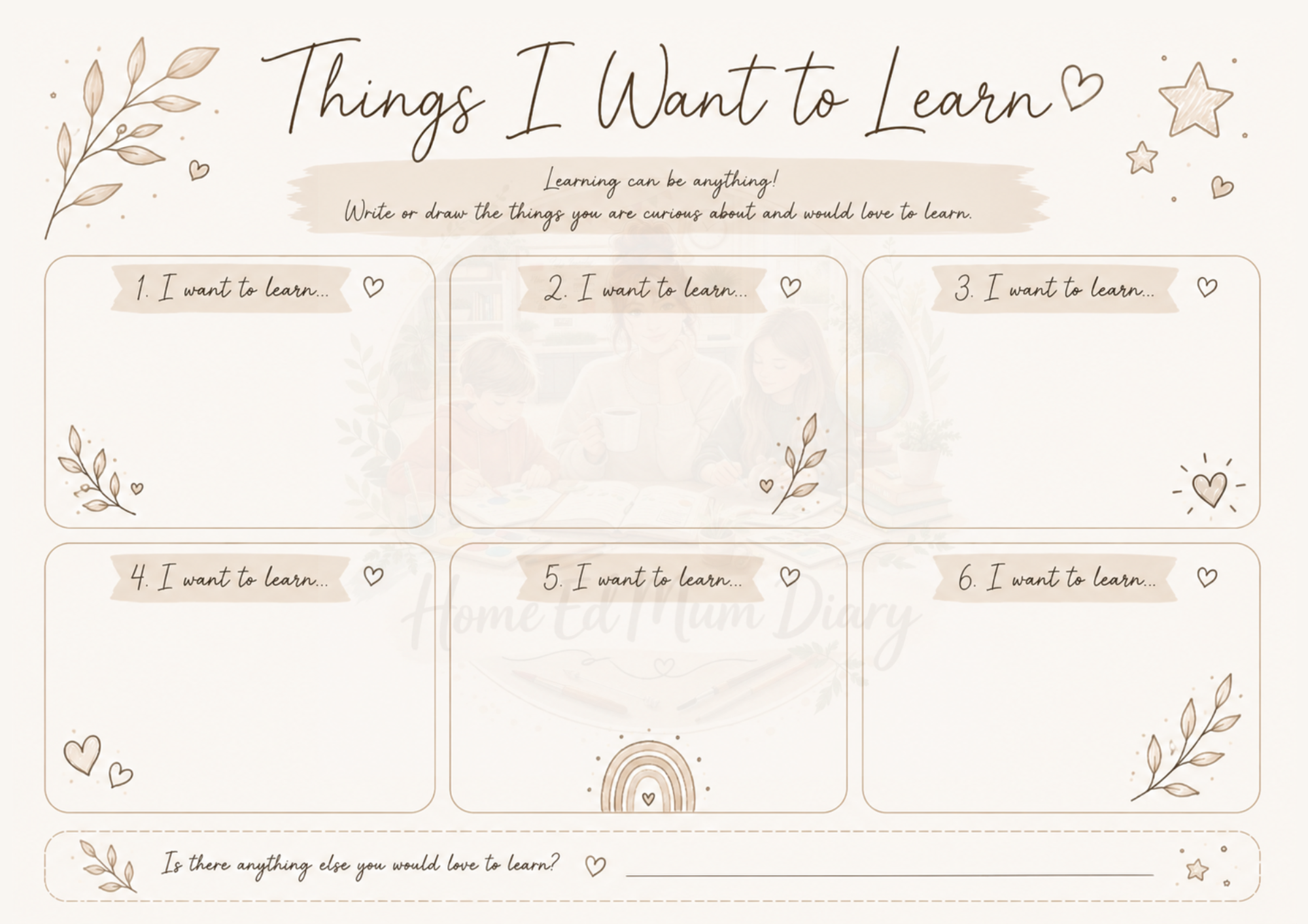 Things I Want to Learn Home Education Printable Free PDF Download