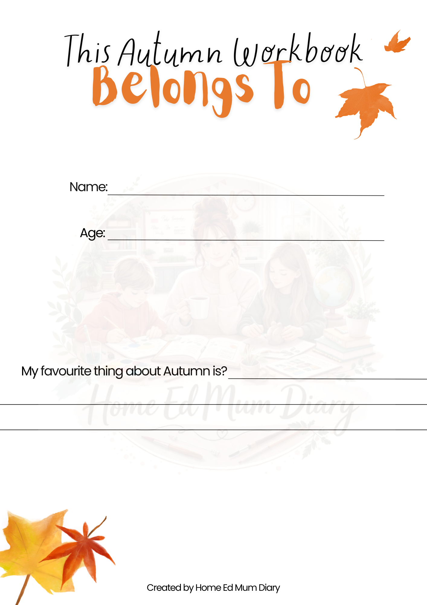 Autumn Workbook for Home Educated Children  PDF Download