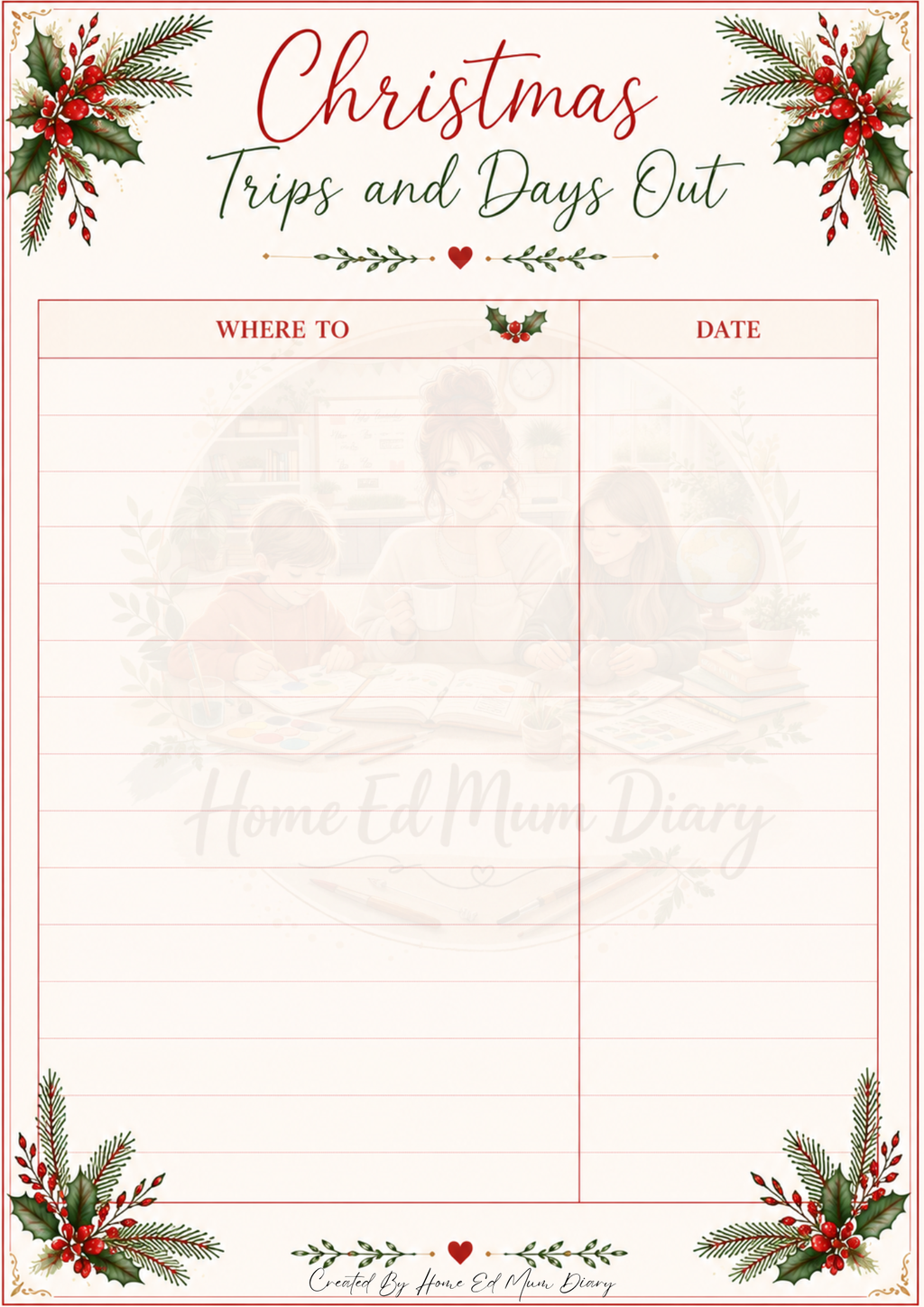 Christmas Planning Pack 2026 PDF Instant Download