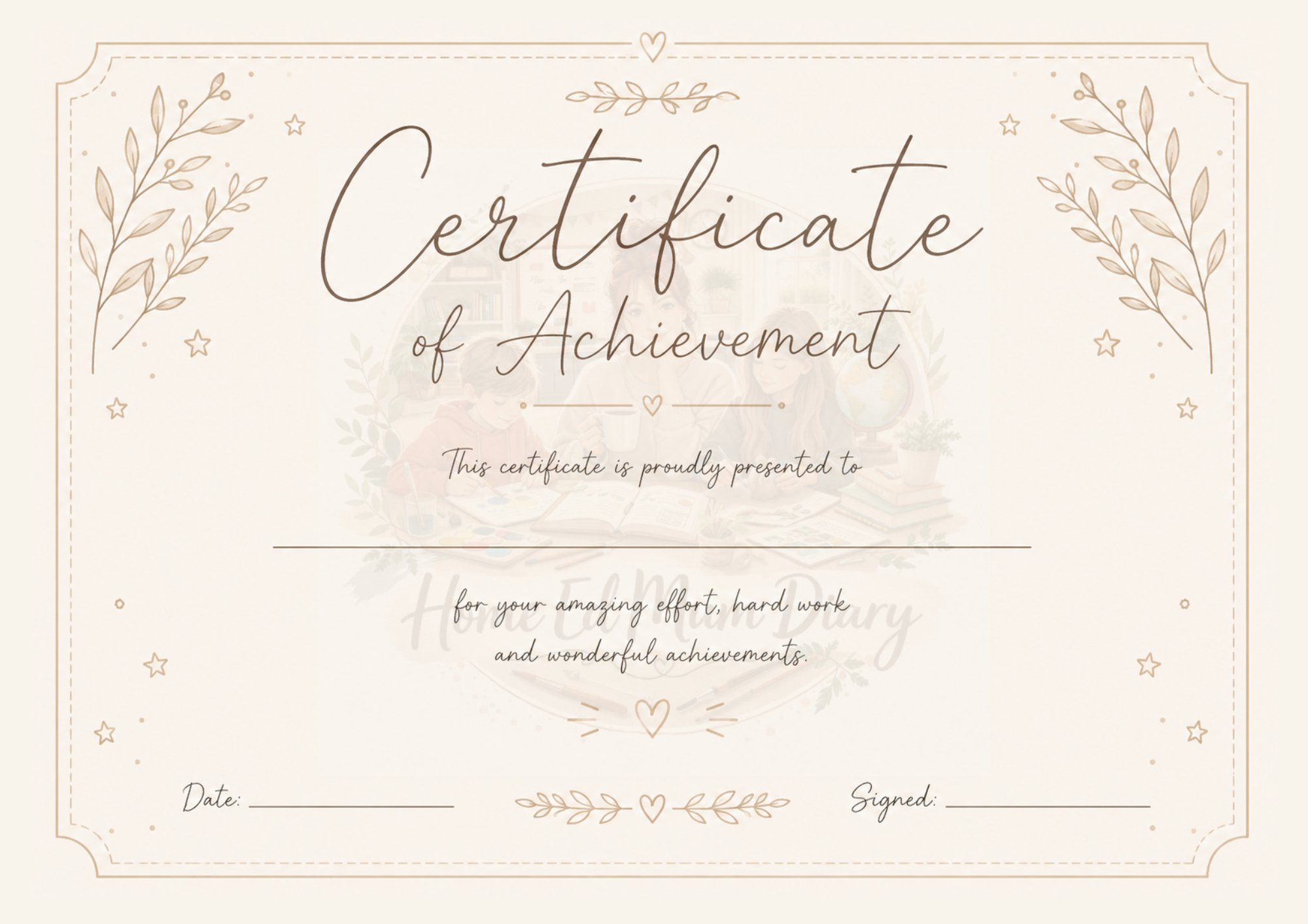 Home Education Certificate of Achievement Free PDF Download