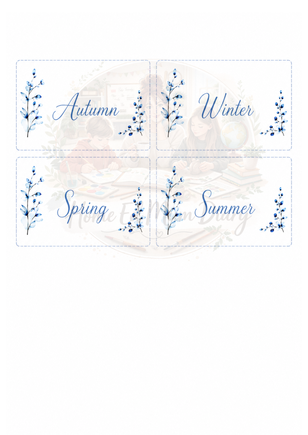 Home Education 12 Pocket Folder Subject Inserts PDF Instant Download