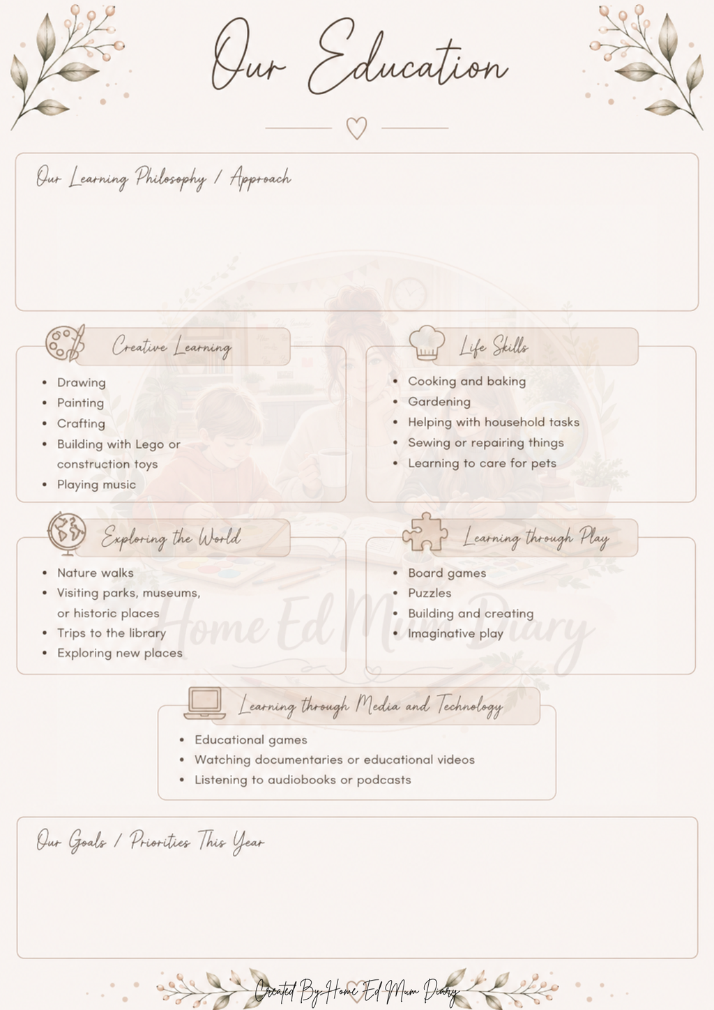 Home Education Planning Pack 42 Page PDF Instant Download