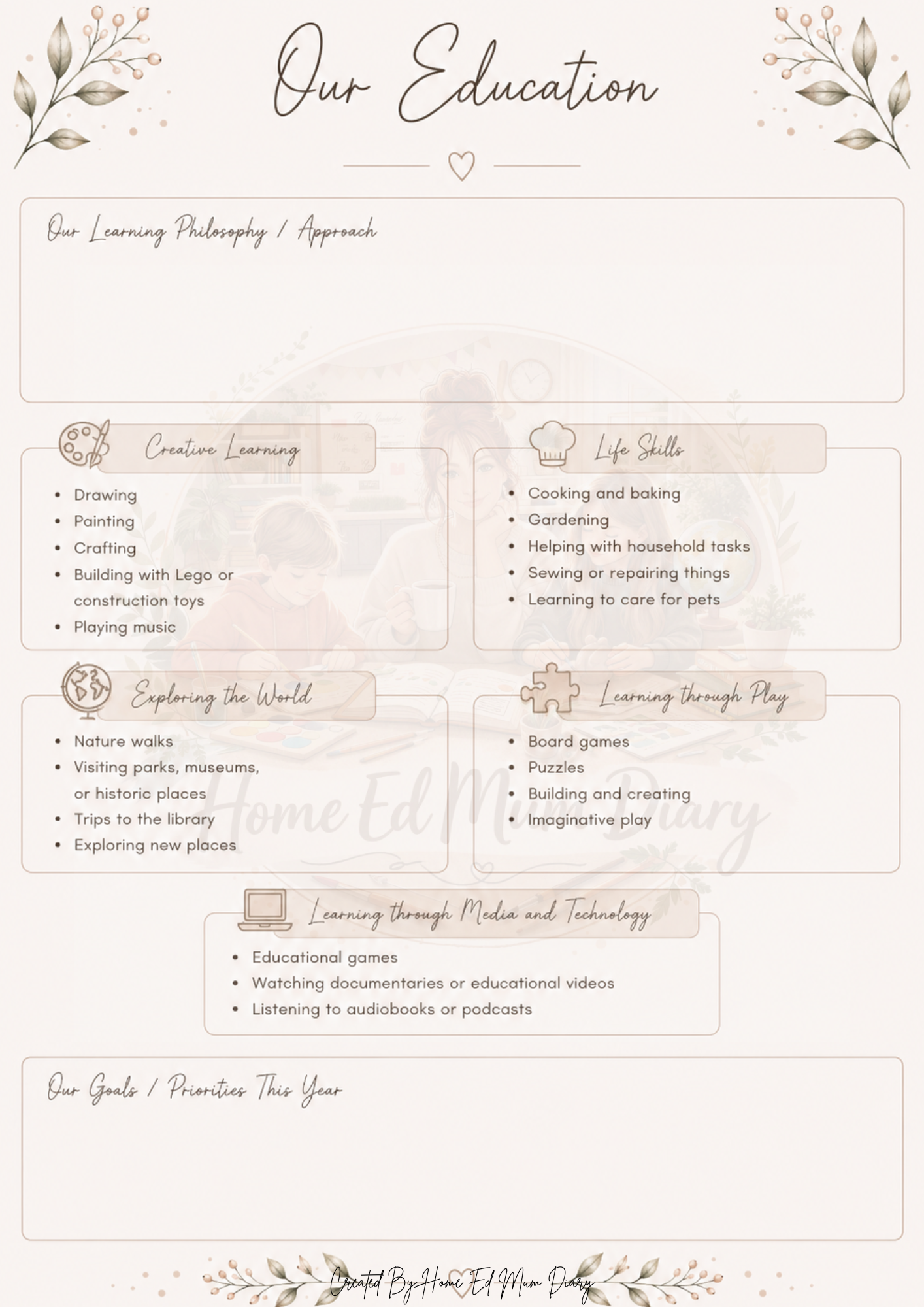 Home Education Planning Pack 42 Page PDF Instant Download