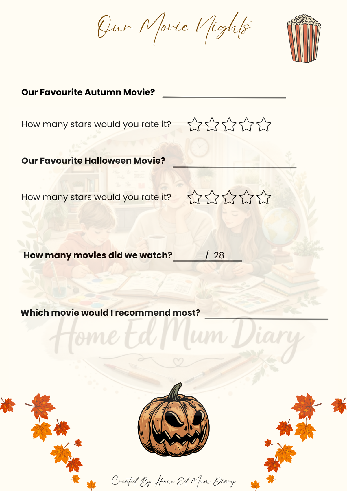 Autumn & Halloween Movie Night FREE PDF Download