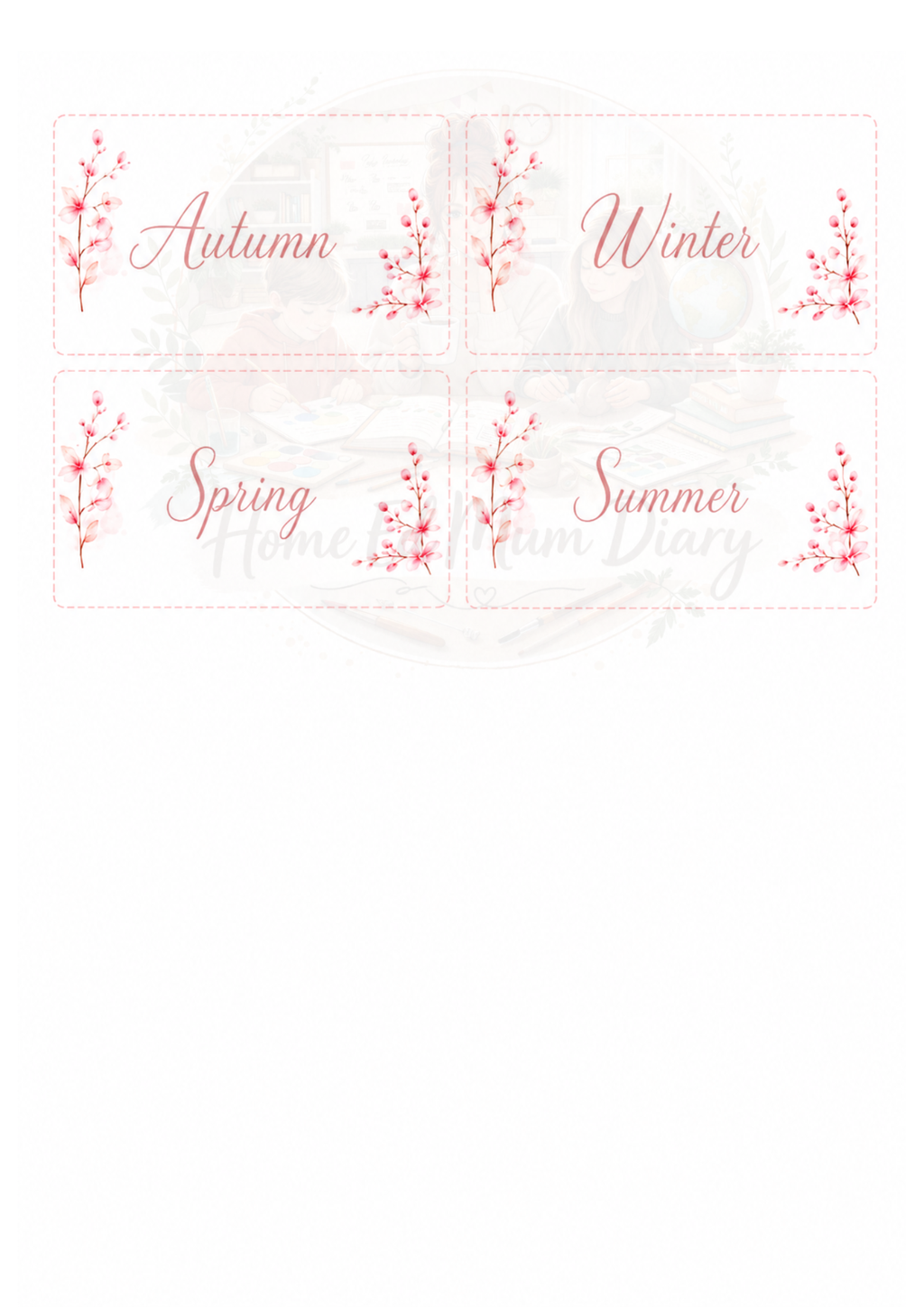 Home Education 12 Pocket Folder Subject Inserts PDF Instant Download