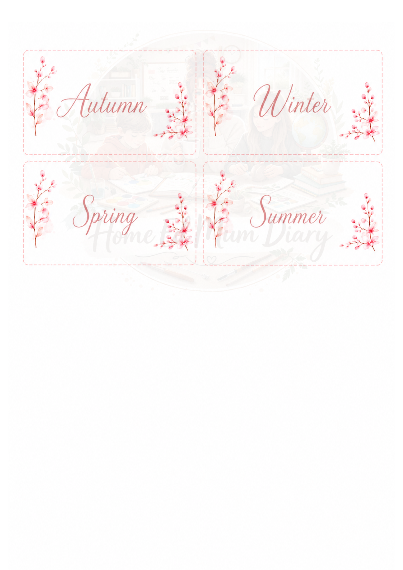 Home Education 12 Pocket Folder Subject Inserts PDF Instant Download