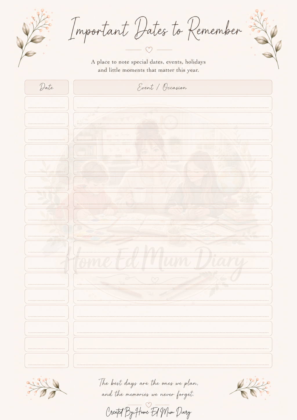 Home Education Planning Pack 42 Page PDF Instant Download
