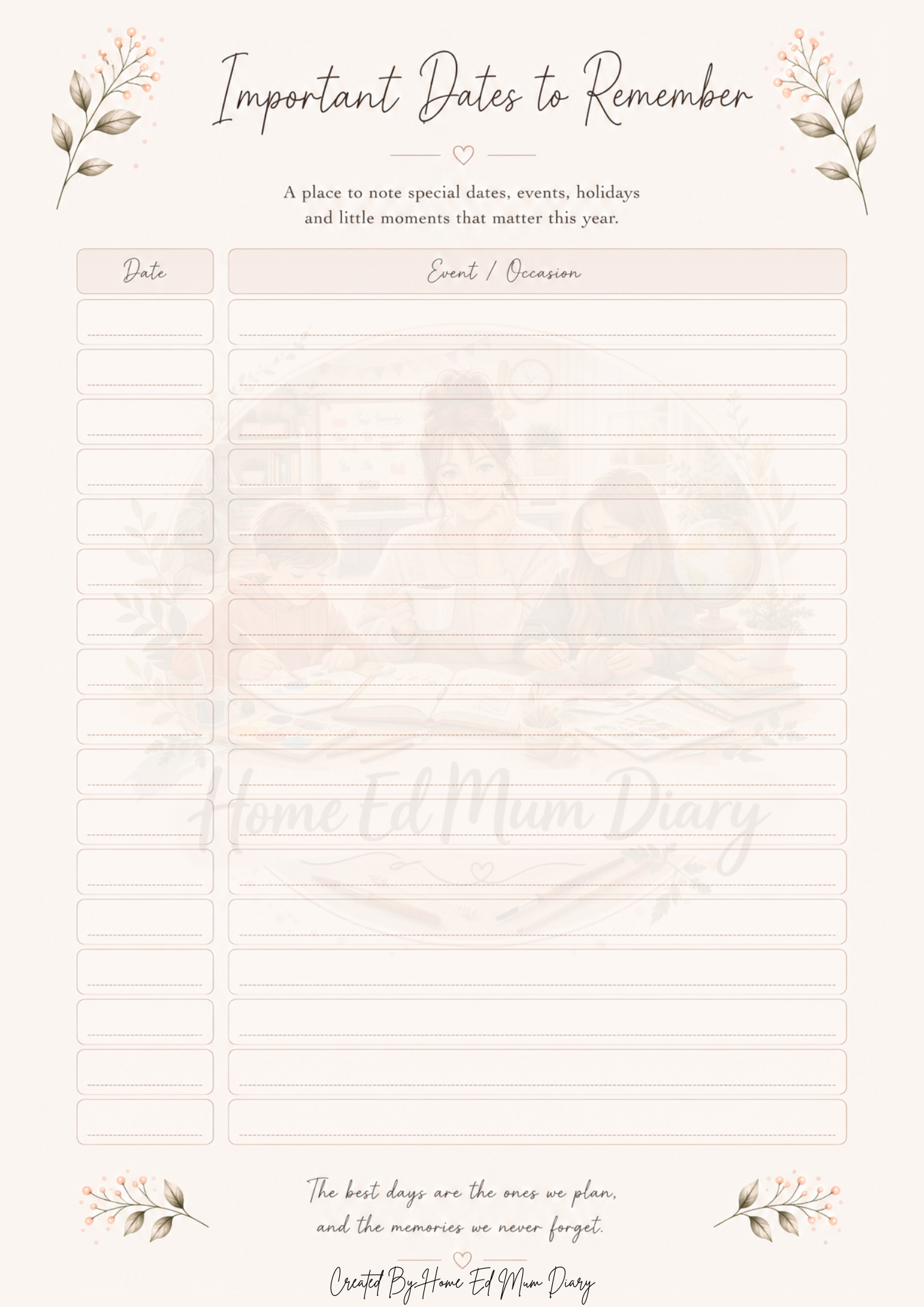 Home Education Planning Pack 42 Page PDF Instant Download