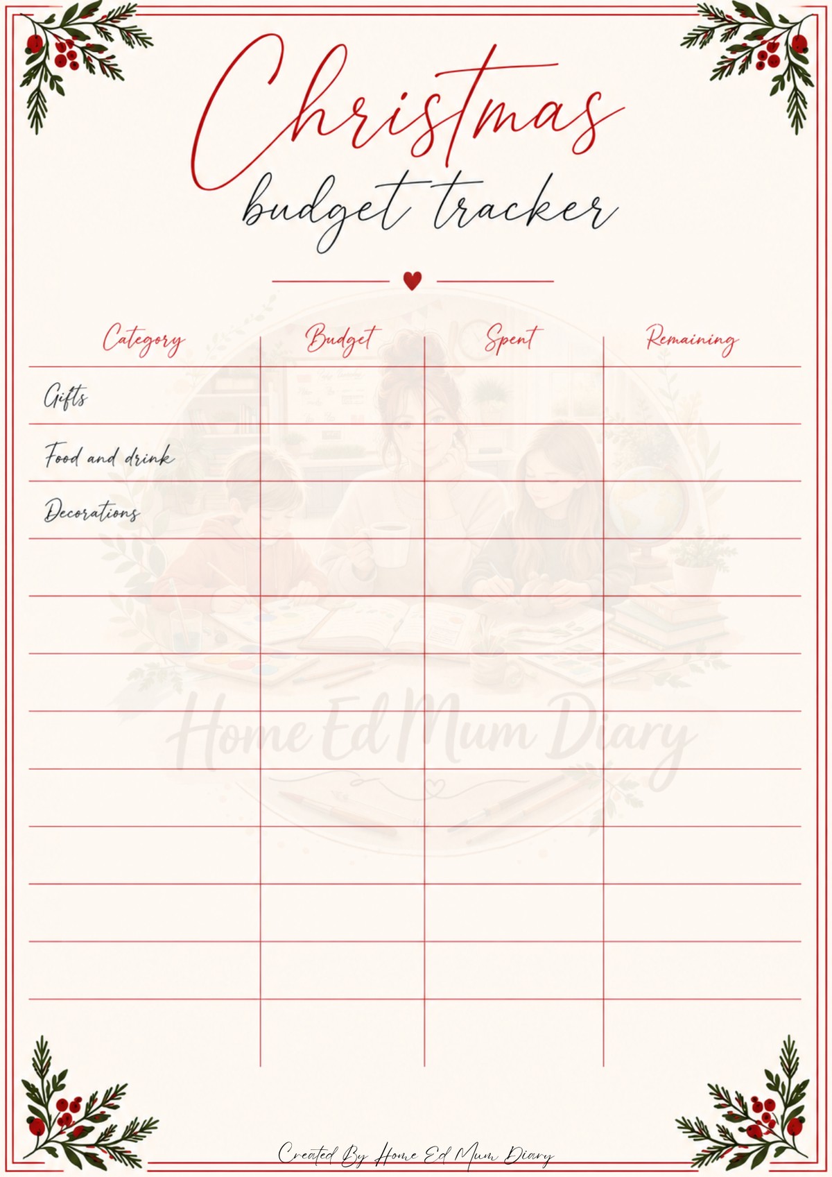 Christmas Planning Pack 2026 PDF Instant Download