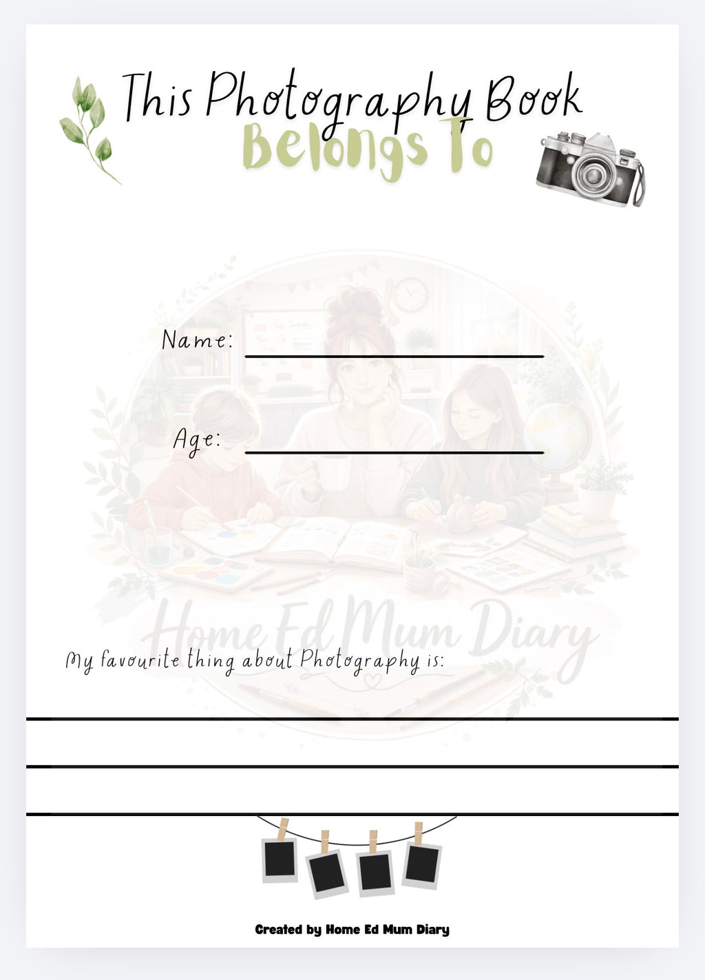 My Photography Workbook (PDF Download)