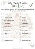 My Daily Choice Tick List – Printable PDF for Home Educators